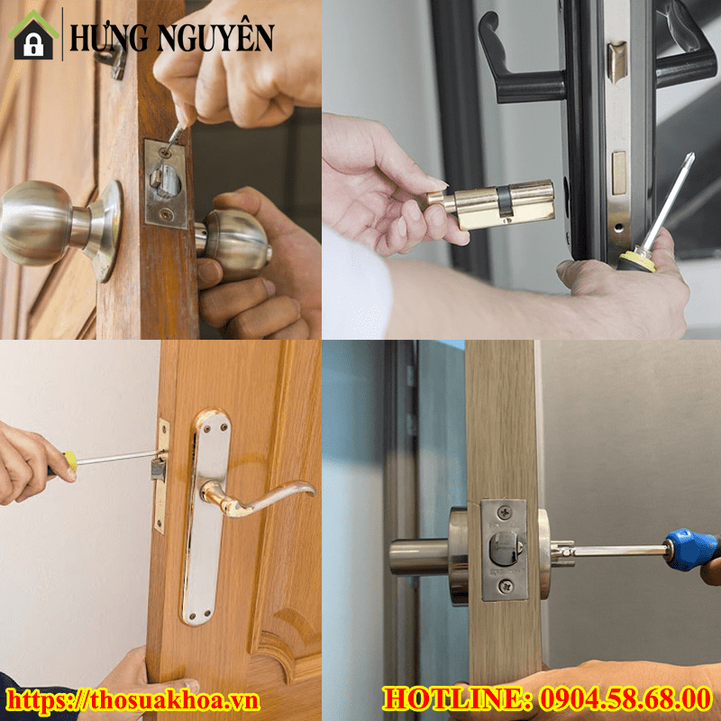 Thợ đến thay lõi khóa mới và làm lại chìa mới tại nhà